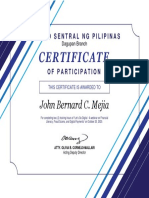 Certific Ate: John Bernard C. Mejia