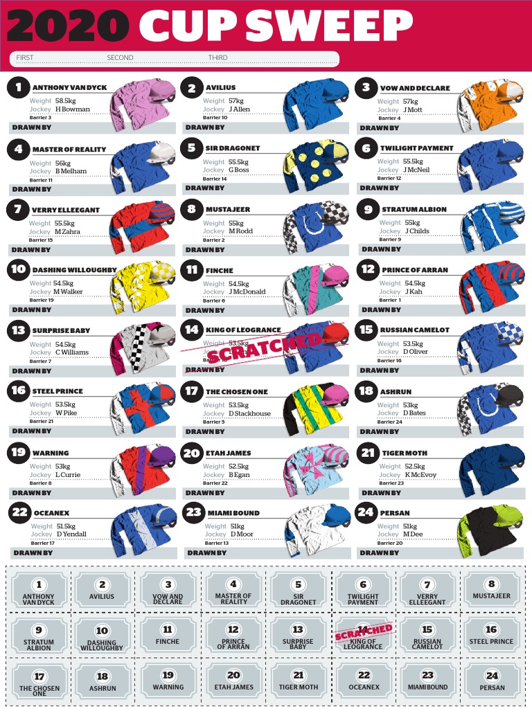 Updated Melbourne Cup sweep 2020 Animal Racing Horse Racing