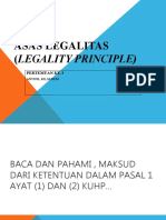 Asas Legalitas (Legality Principle) : Pertemuan Ke-3