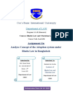 Analyze Concept of The Adoption System Under Hindu Law in Bangladesh