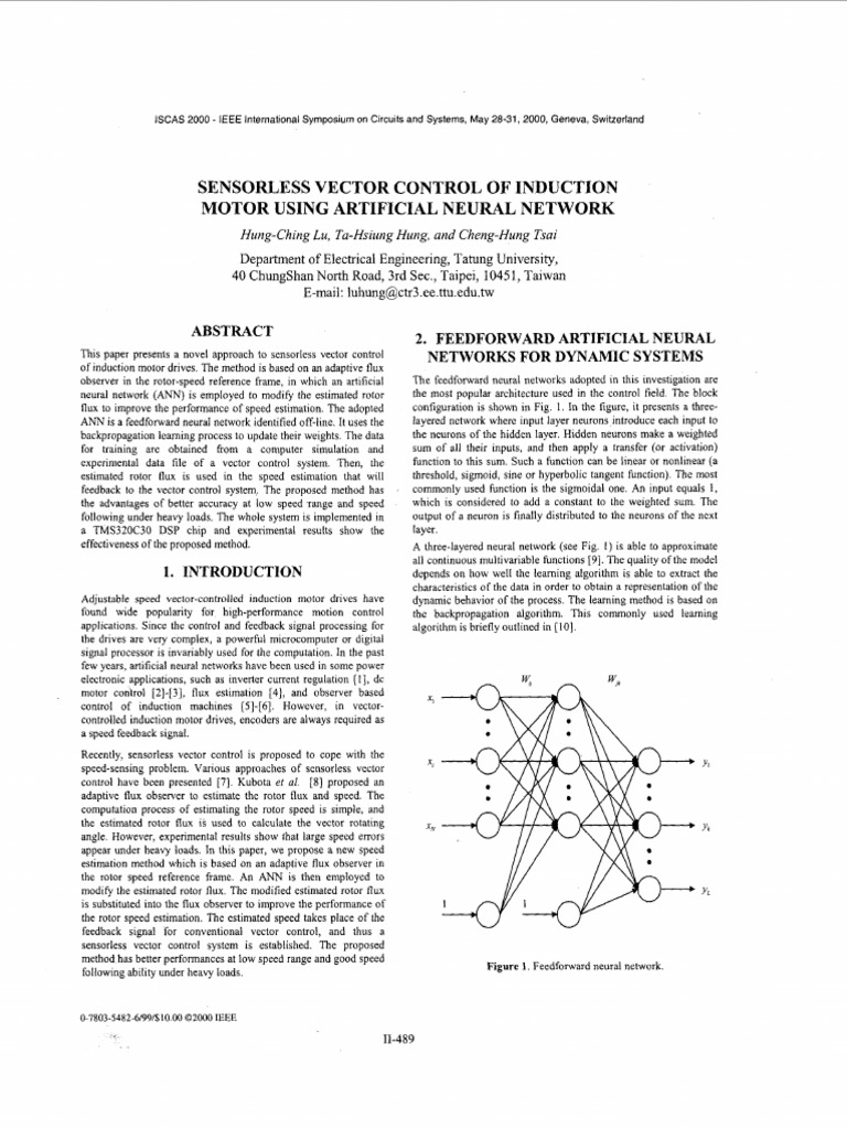 Sensorless Vector Control of Induction Motor Using Artificial Neural Network PDF Artificial