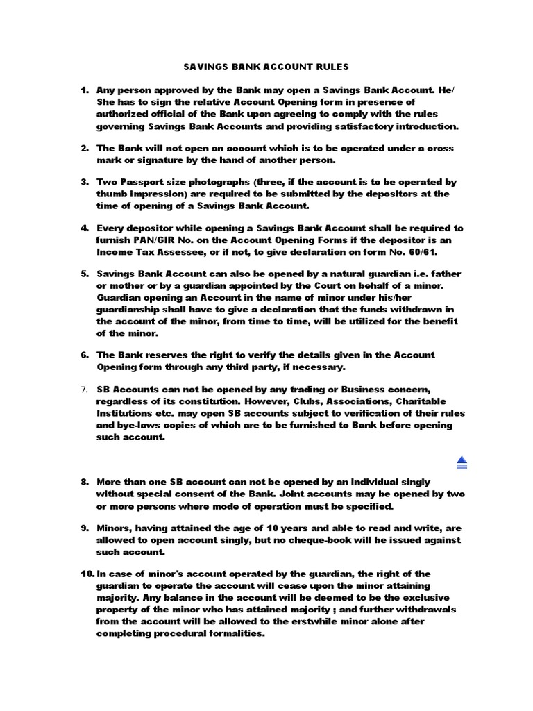 Savings Bank Account Rules Overview | PDF | Financial Services | Cheque
