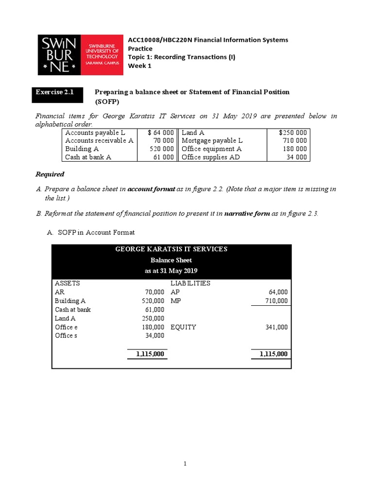 Accounting Exercises for Students | PDF | Balance Sheet | Equity (Finance)