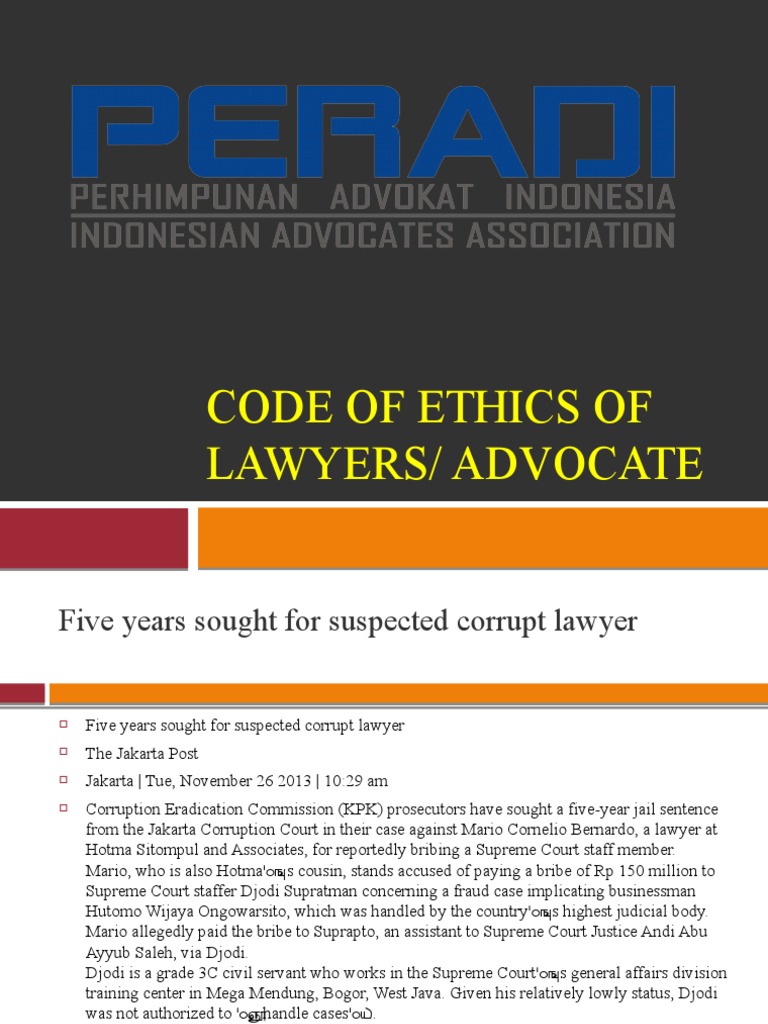 Code of Ethics of Lawyers PDF Advocate Confidentiality