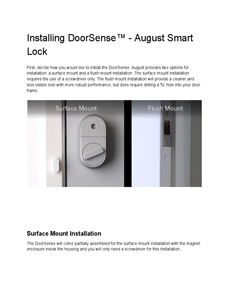 August Lock Installation Guide PDF PDF Door Tools