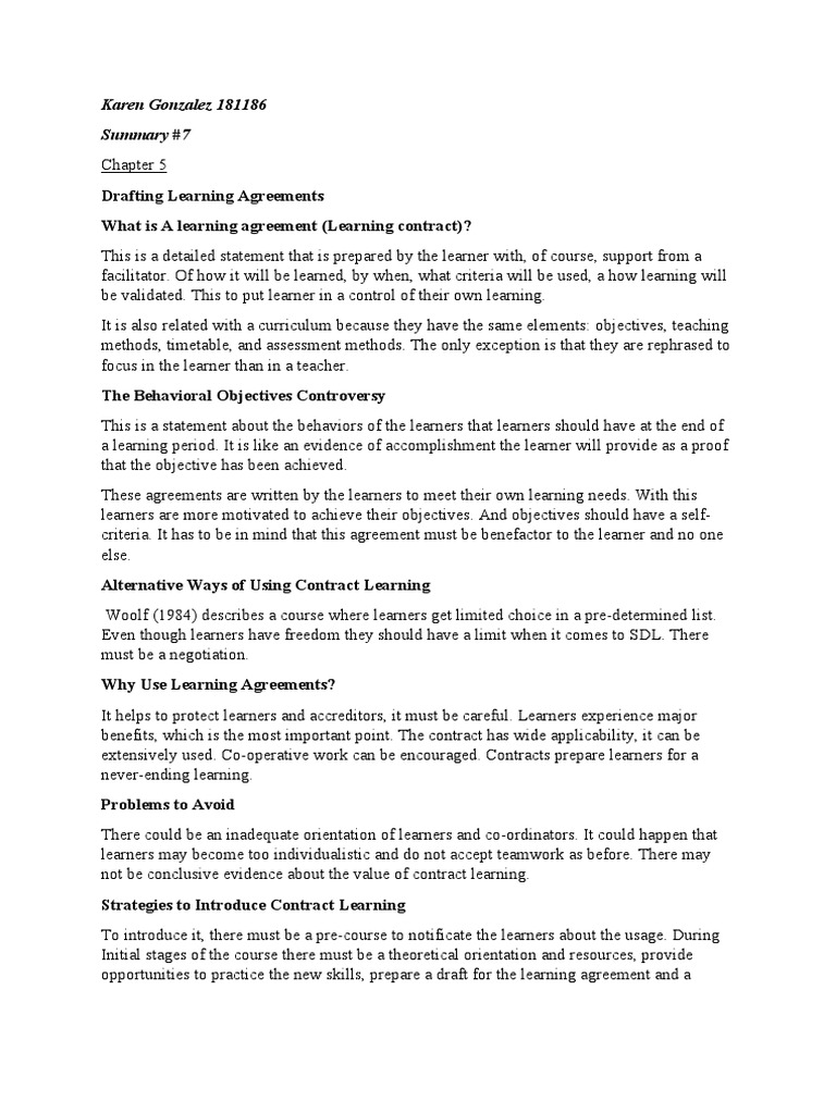 Drafting Effective Learning Agreements | PDF | Career & Growth