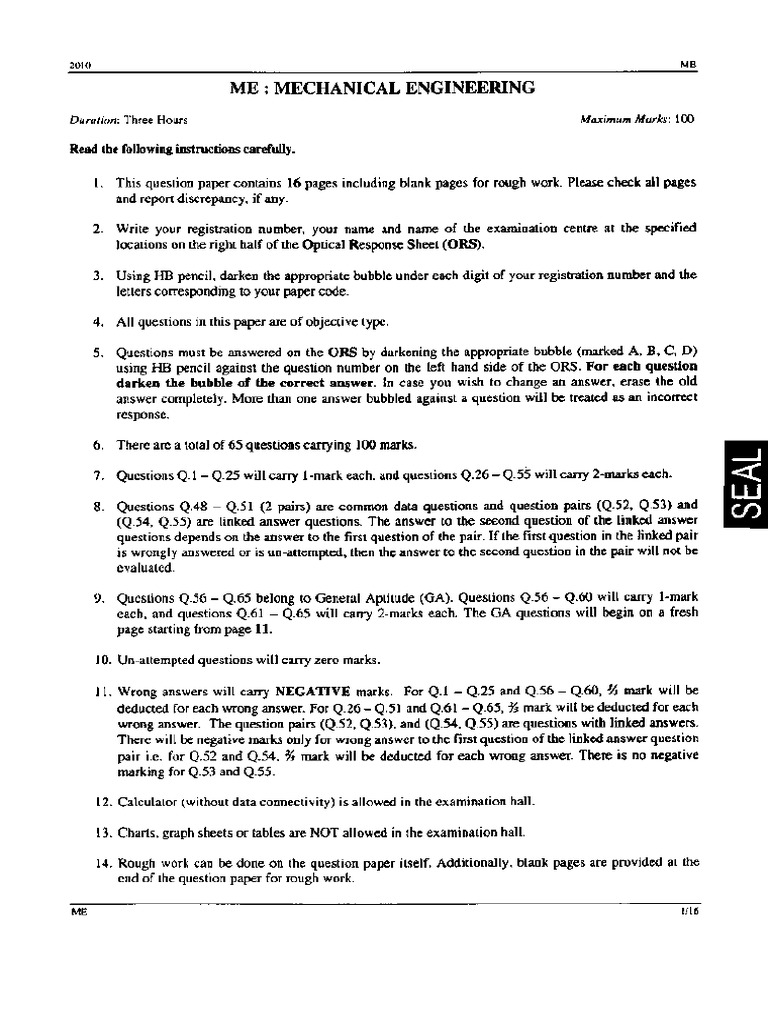 PDF GATE ME 2010 PDF | PDF