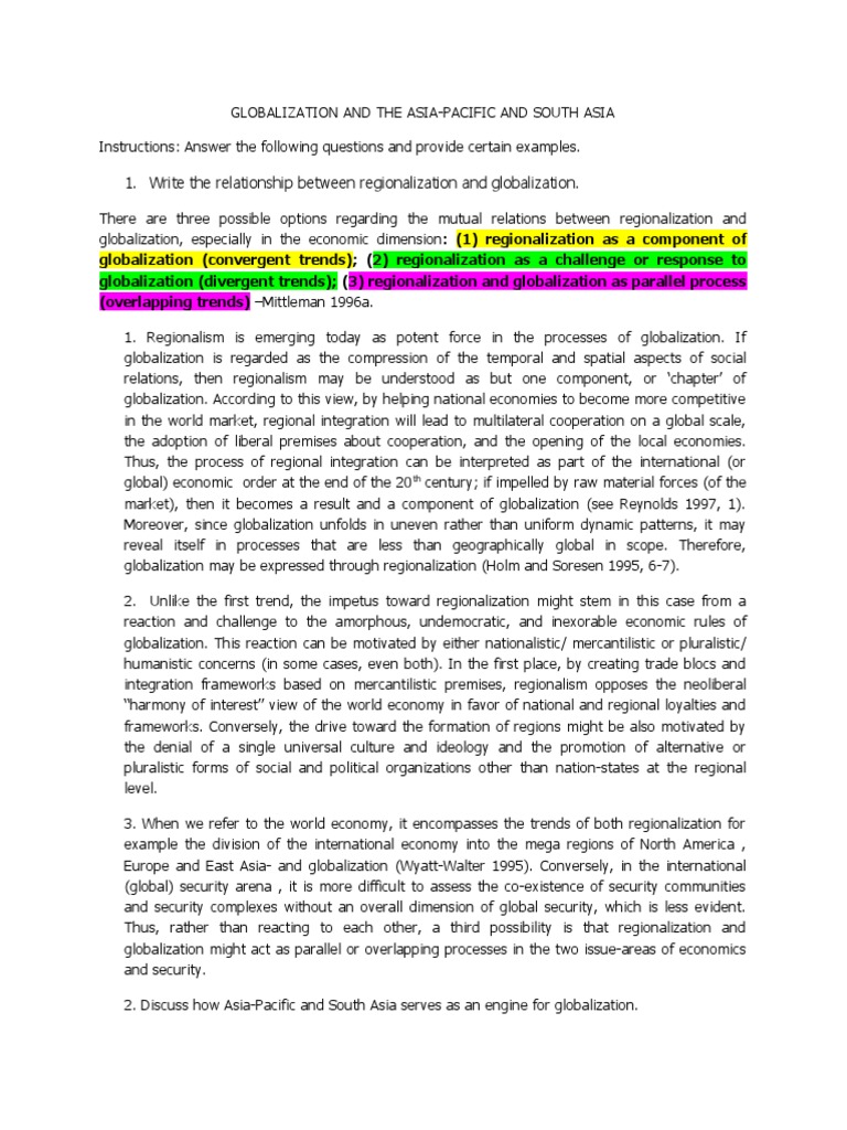 Globalization in Asia-Pacific and South Asia | PDF | Globalization | Asia