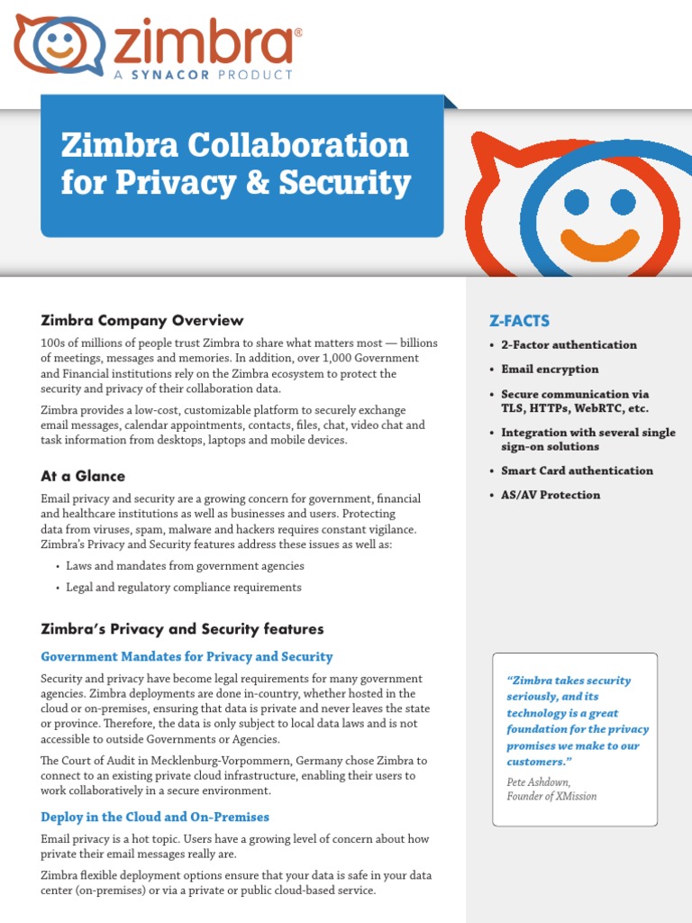 Zimbra For Security And Privacy Pdf Cloud Computing Privacy