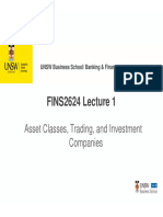 FINS2624 Lecture 1: Asset Classes, Trading, and Investment Companies