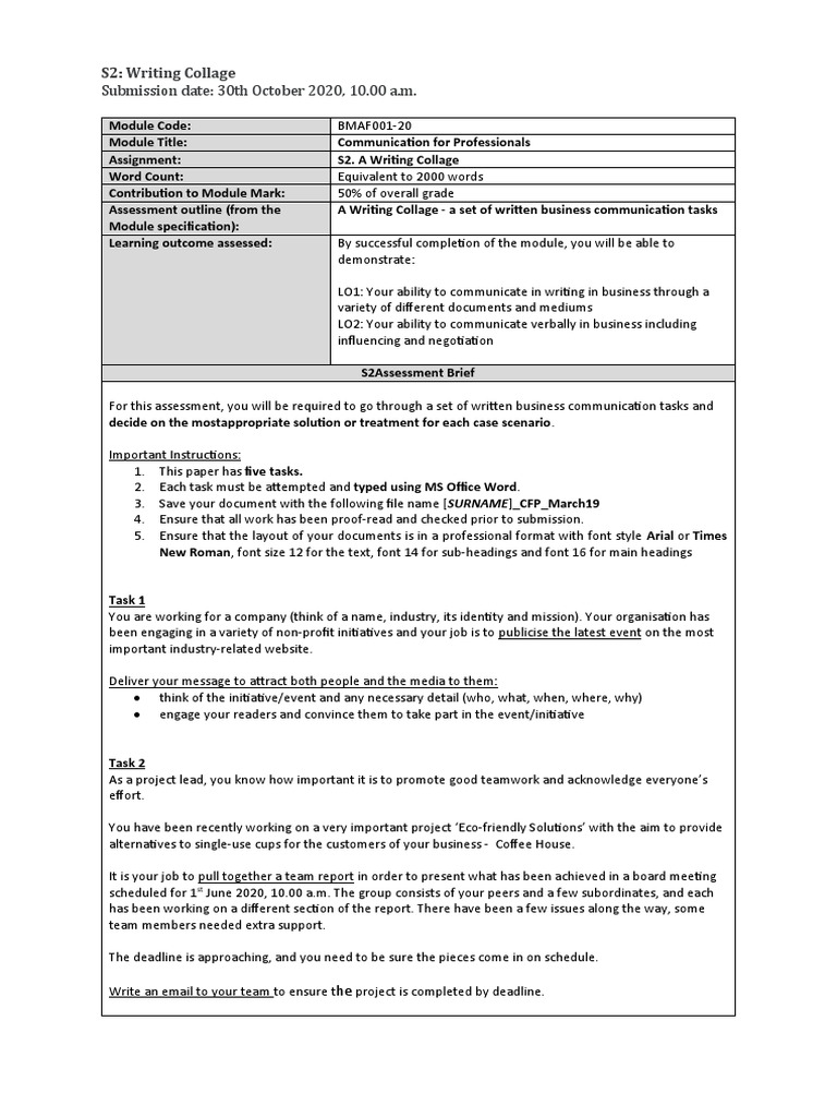 Writing Collage for Business Communication | PDF | Negotiation | Argument