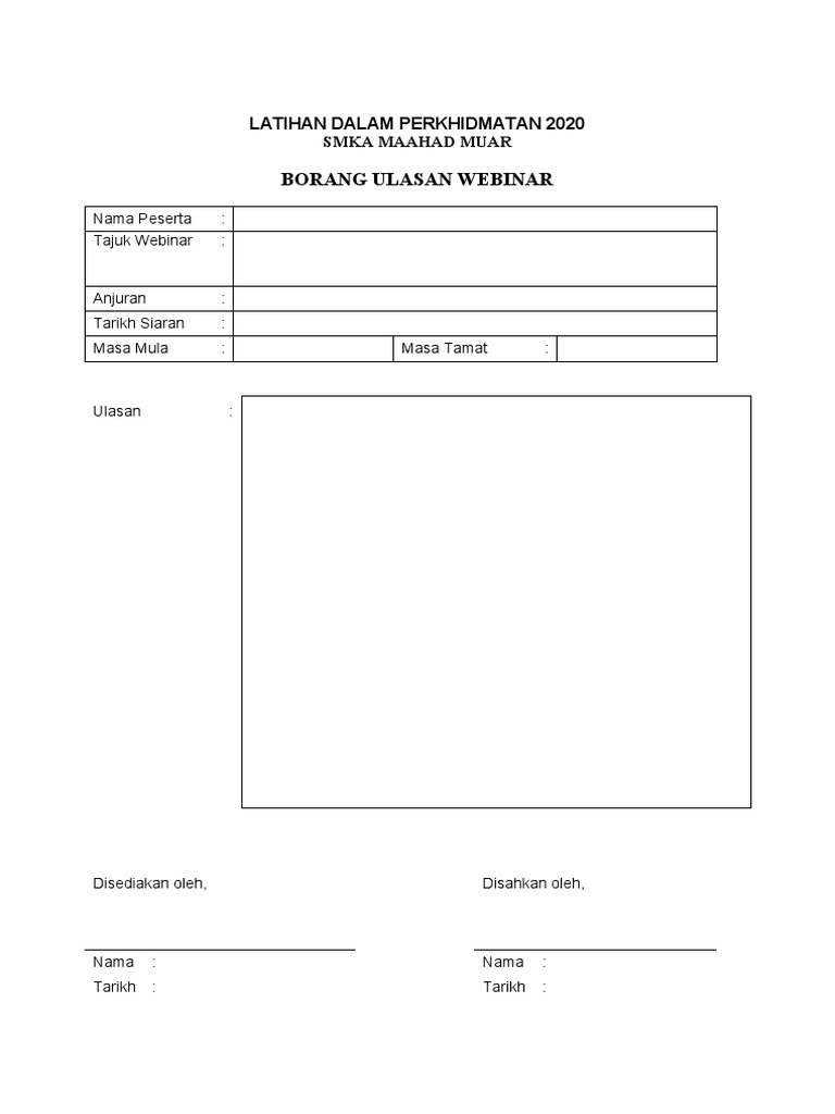 Borang Laporan Webinar 2020 Docx