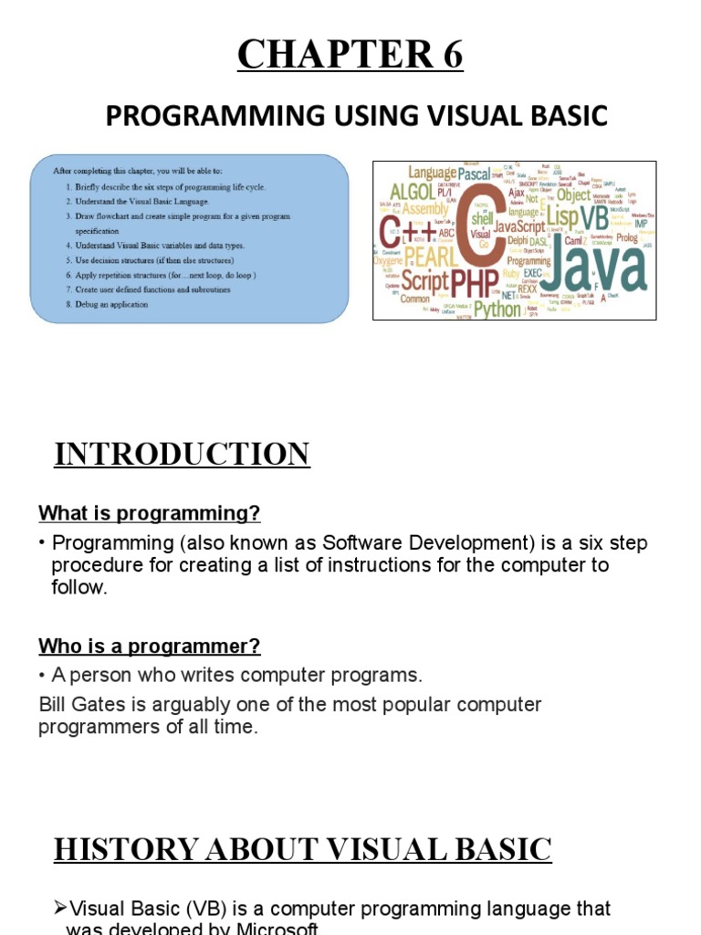 CHAPTER 6 VB Lesson Notes | PDF | Basic | Computer Program