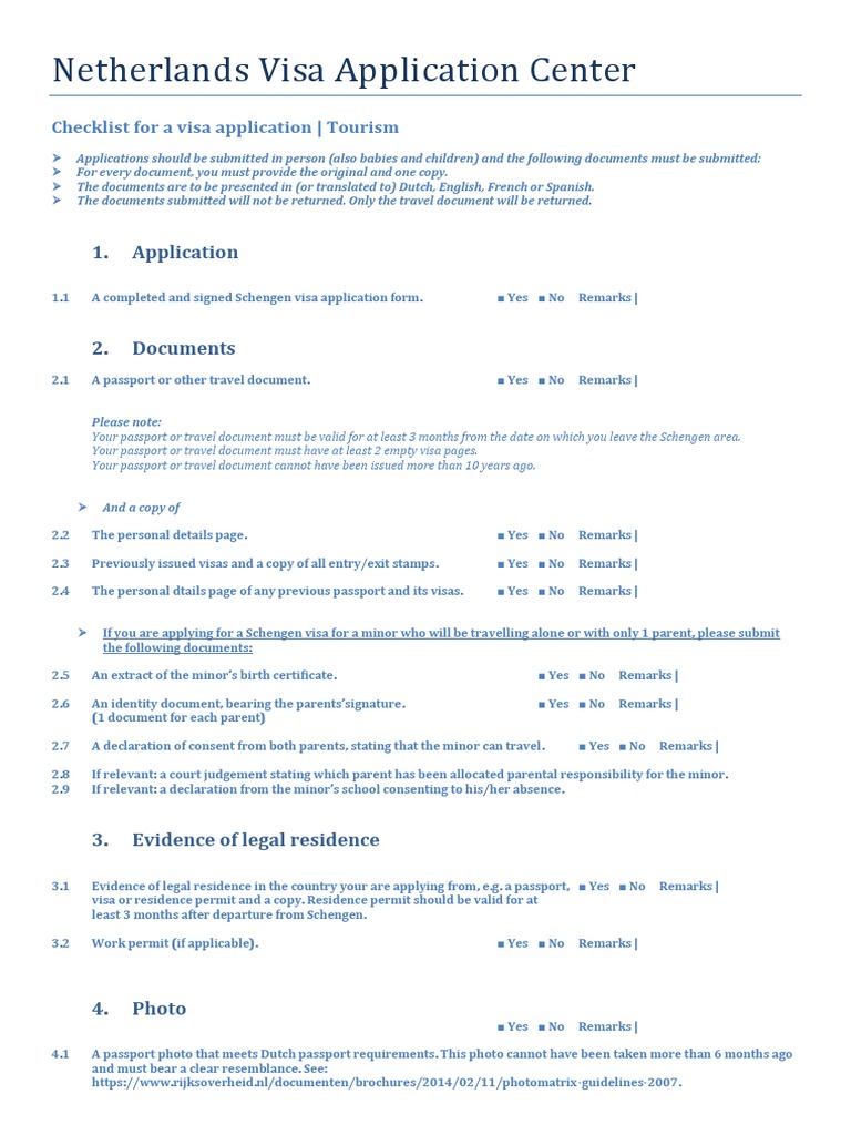 VFS Checklist Visa Tourism PDF | PDF | Travel Visa | Passport