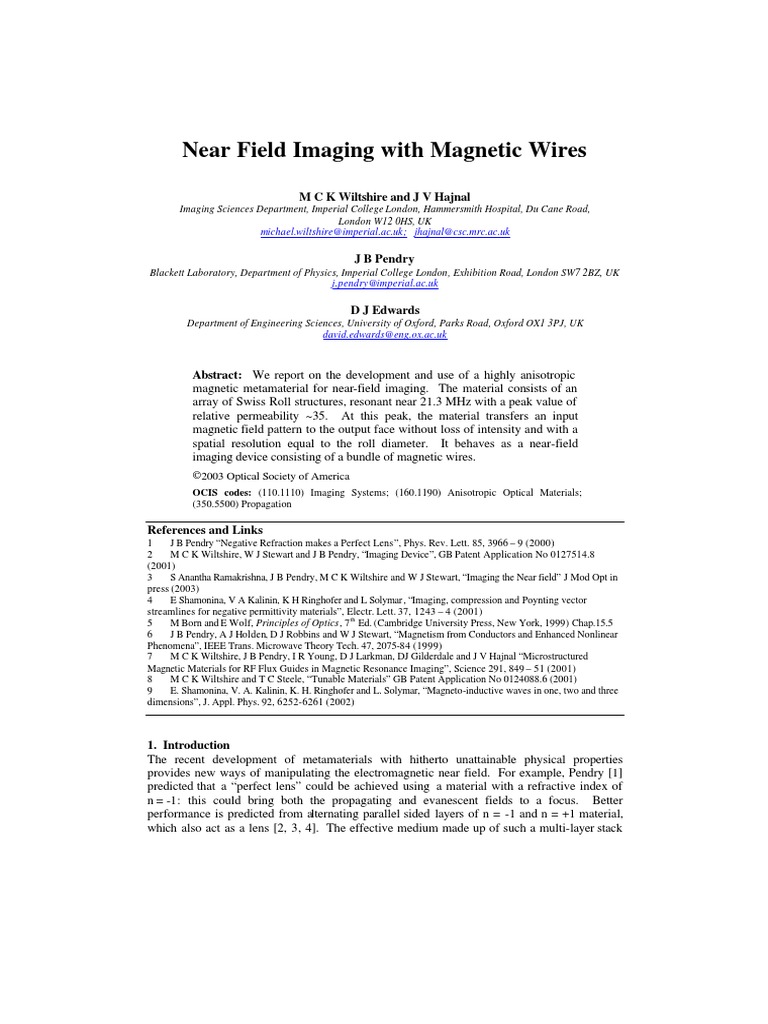 Magnetic Nearfield Imaging | PDF | Metamaterial | Antenna (Radio)