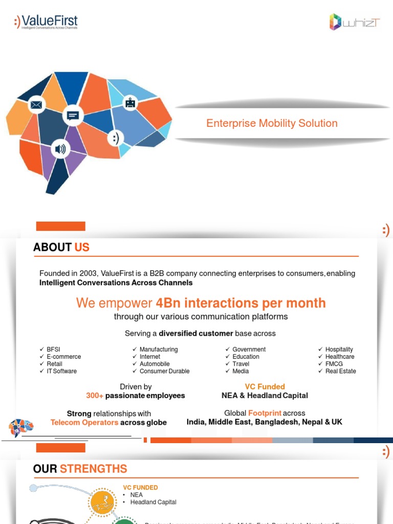 ValueFirst: Enterprise Mobility Solutions | PDF | Mobile App | Sales