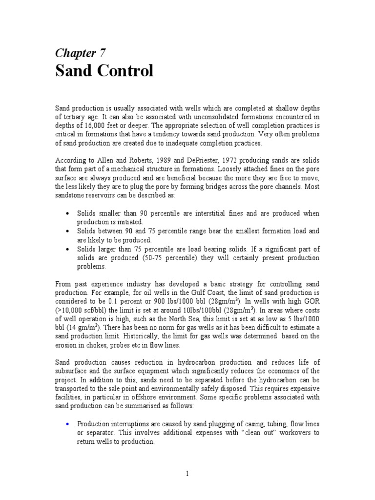 Sand Production Control Techniques | PDF | Casing (Borehole) | Sandstone