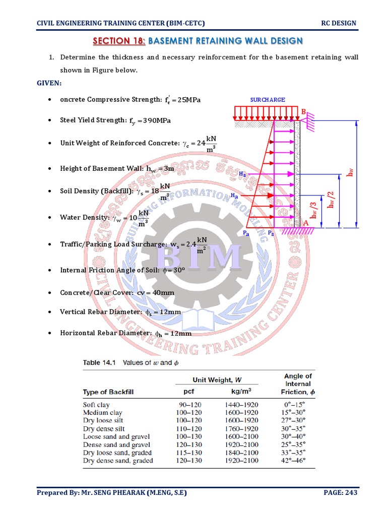 Basement Retaining Wall Design Details | PDF | Reinforced Concrete ...