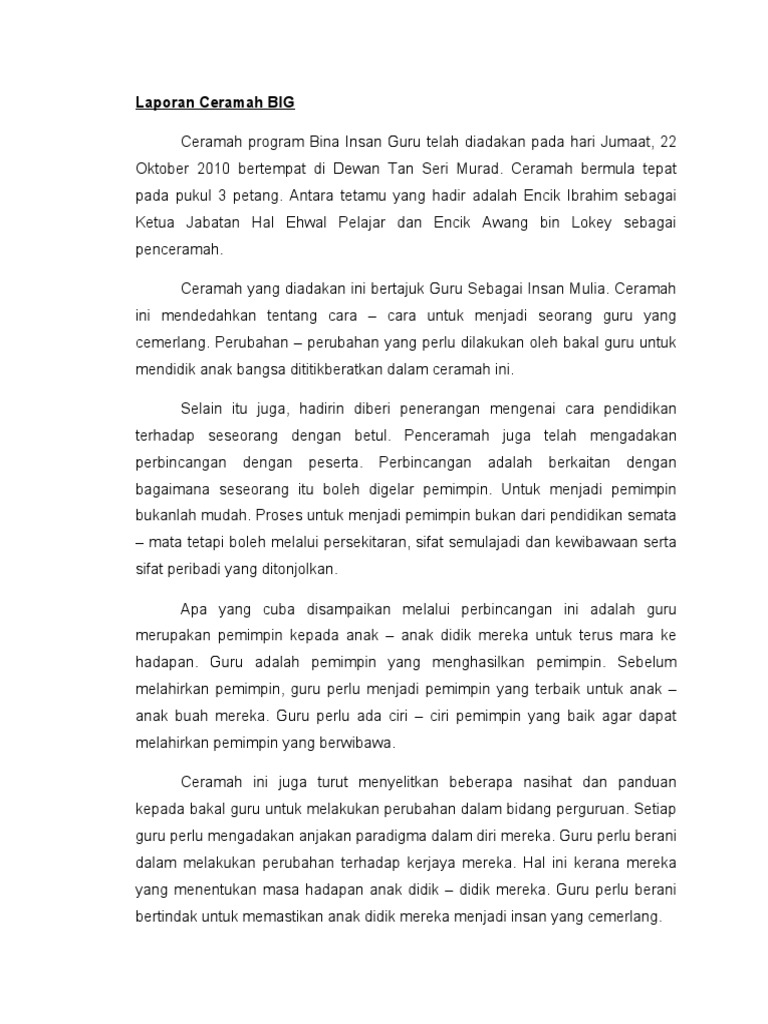 Laporan Ceramah Big Pdf