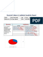 Bacterial Culture & Antibiotic Sensitivity Report for Urine Sample