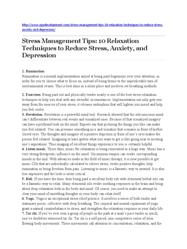 Stress Management Tips: 10 Relaxation Techniques To Reduce Stress ...