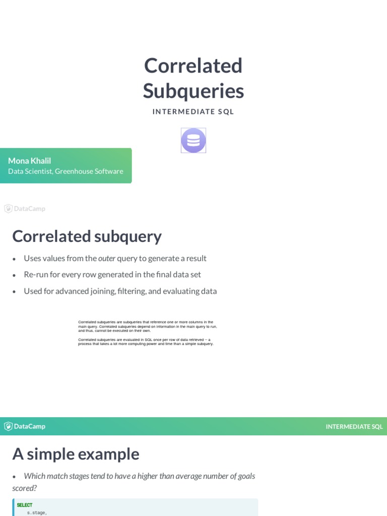 Correlated Queries, Nested Queries, and Common Table Expressions PDF