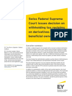Ey Switzerland Issues Decision On Wholding Tax Reclaims On Derivatives and Ben Ownership