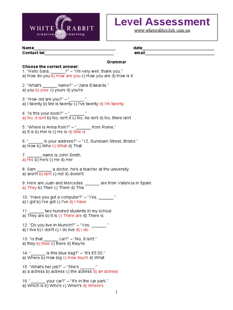 Grammar and Vocabulary Assessment | PDF | Teaching Methods & Materials ...