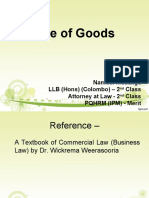 Sale of Goods: Namudi Mudalige LLB (Hons) (Colombo) - 2 Class Attorney at Law - 2 Class PQHRM (IPM) - Merit