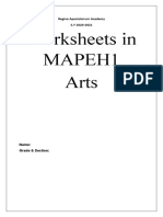 Worksheets in Mapeh1 Arts: Regina Apostolorum Academy S.Y 2020-2021