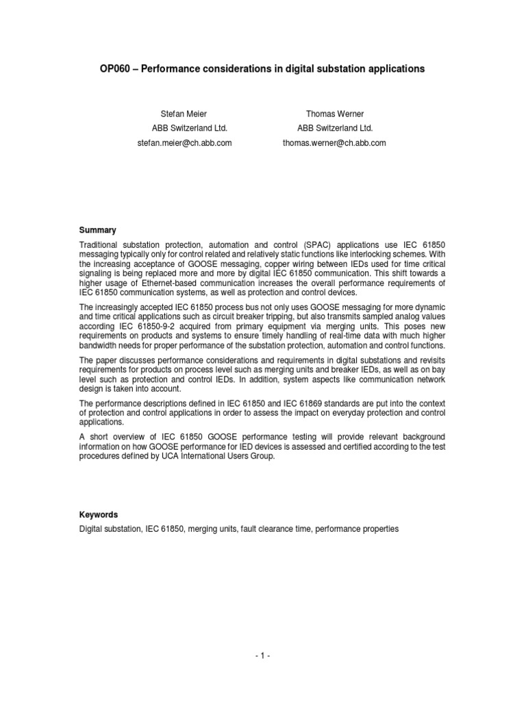 OP060 Performance Considerations in Digital Substation Applications ...