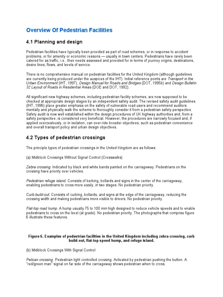 Overview Of Pedestrian Facilities 4 1 Planning And Design Pdf