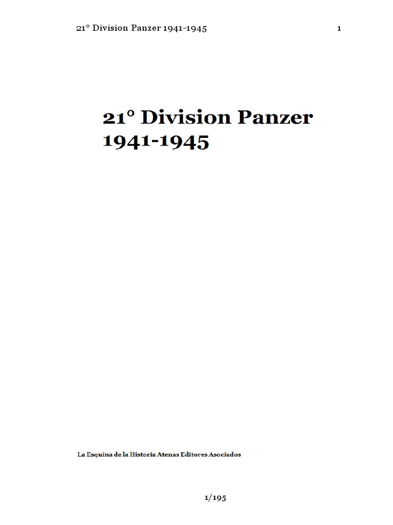 21 Division Panzer 1941-1945 | PDF | Erwin Rommel | Panzer Iv