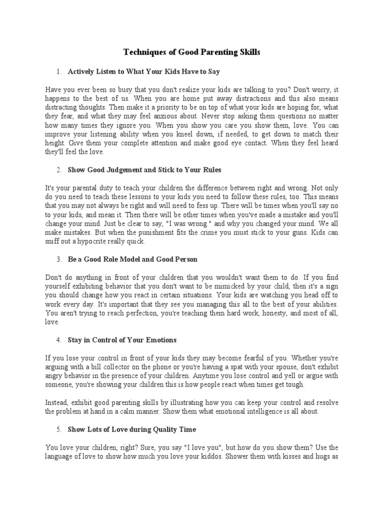 Effective Parenting Techniques Guide | PDF | Parenting | Relationships