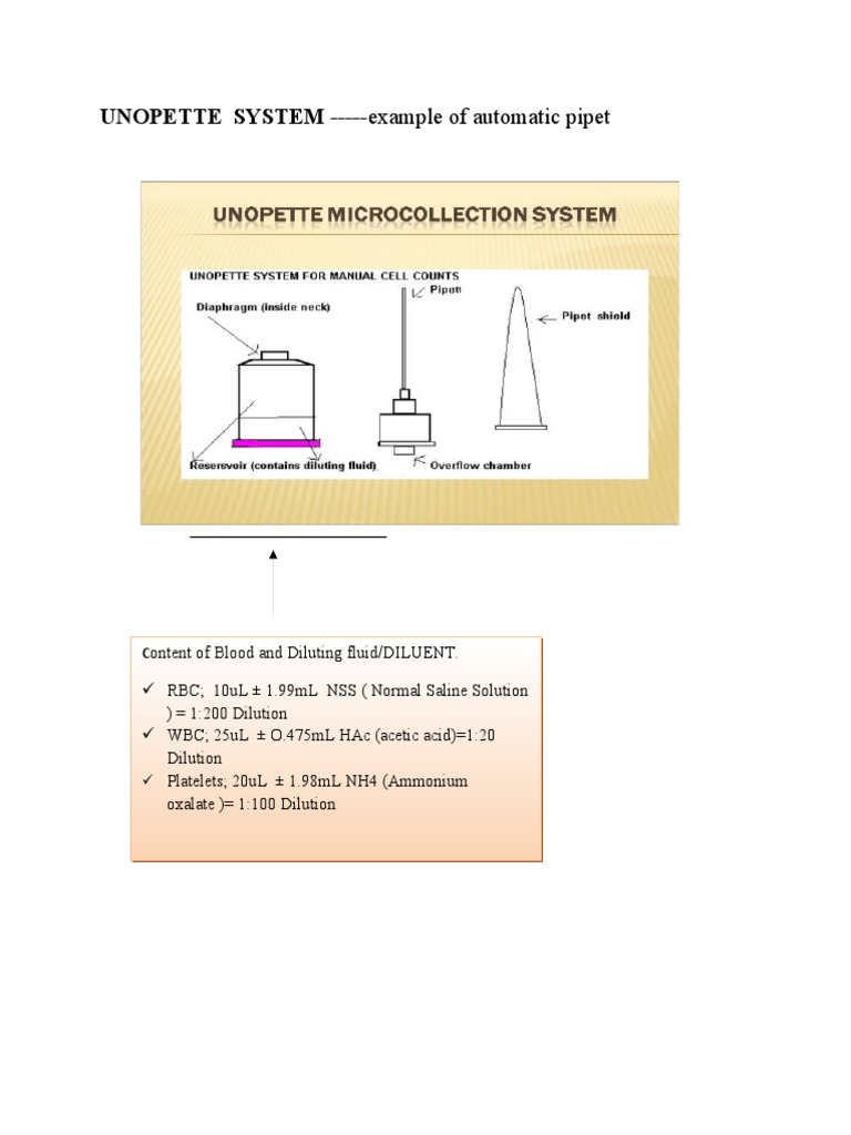 UNOPETTE SYSTEM - Example of Automatic Pipet | PDF