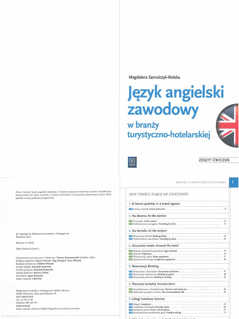Język Angielski Zawodowy W Branży Mechanicznej I Samochodowej Odpowiedzi Język Angielski Zawodowy W Branży Turystyczno - Hotelarskiej | PDF