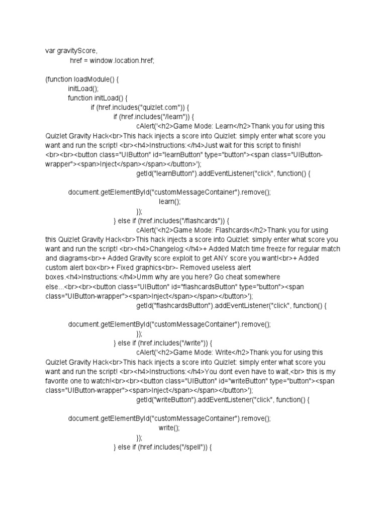 Quizlet Gravity Score Hack PDF  Development