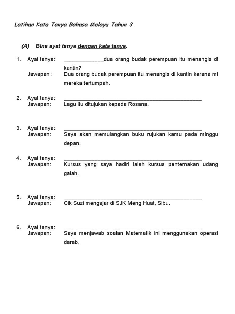 Bina Ayat Tanya Dengan Kata Tanya | PDF