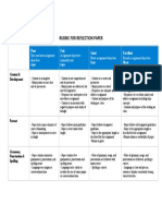 Rubric For Reflection Paper