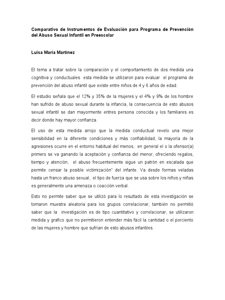 Evaluación de Prevención del Abuso Infantil | PDF