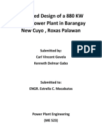Proposed Design of A 880 KW Diesel Power Plant in Barangay New Cuyo, Roxas Palawan