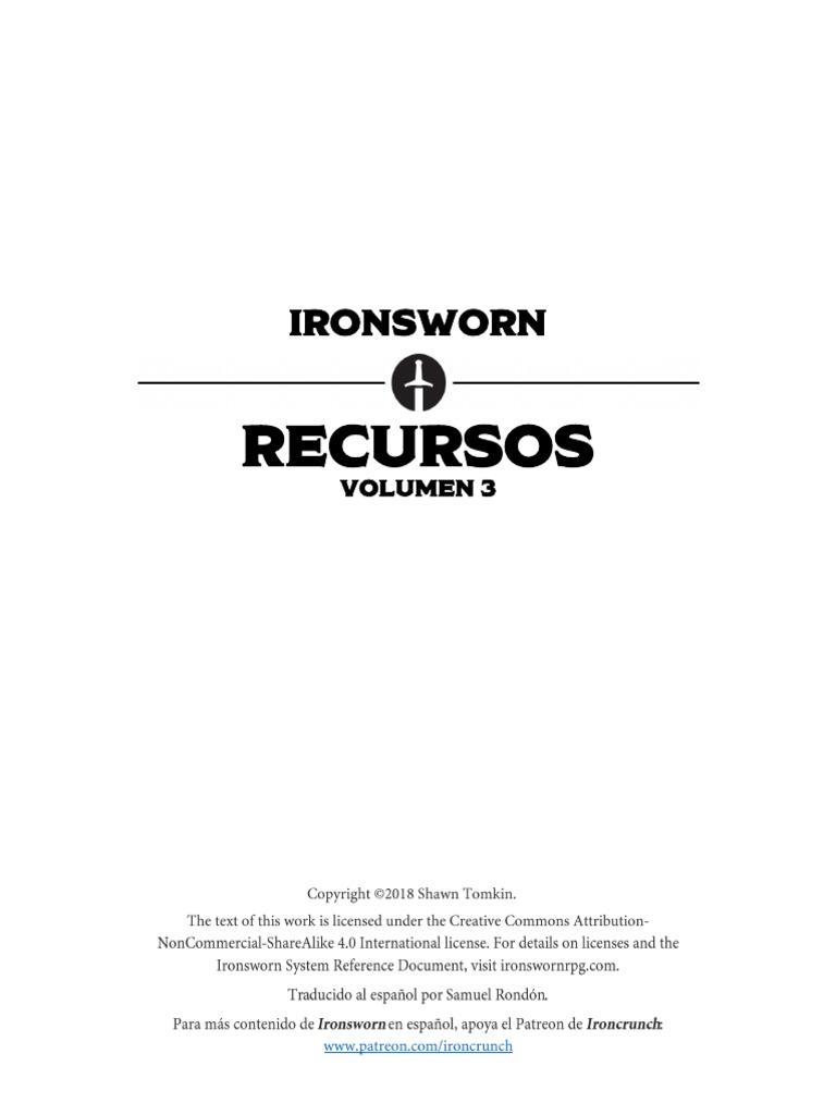 Ironsworn Recursos, Volumen 3 PDF