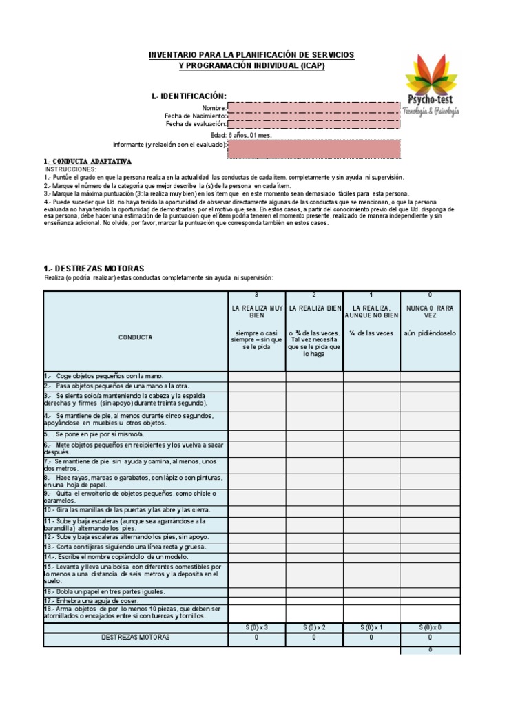Plantilla Icap Test V3.4 SIN MACROS PDF Comportamiento Naturaleza
