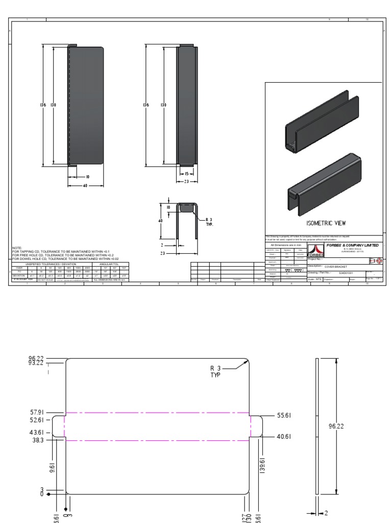 Cover Bracket Drawing | PDF | Engineering Tolerance | Metalworking