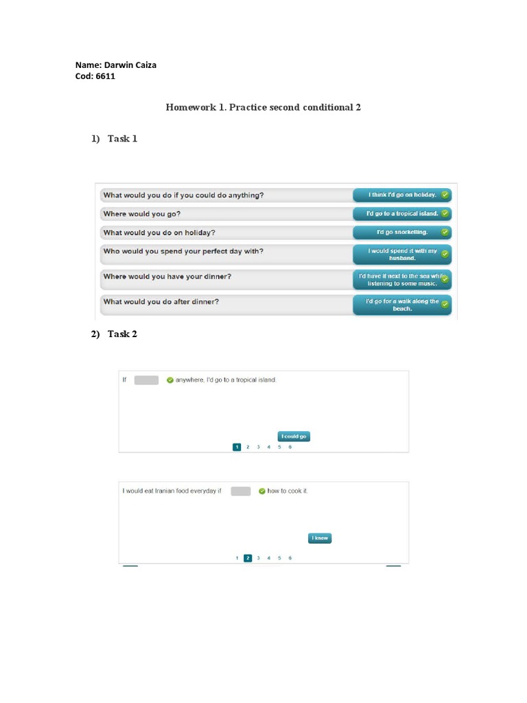 Second Conditional Practice Homework | PDF