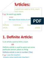Articles:: Are Those Words Which Are Used To Limit, Count and Measure Count Nouns