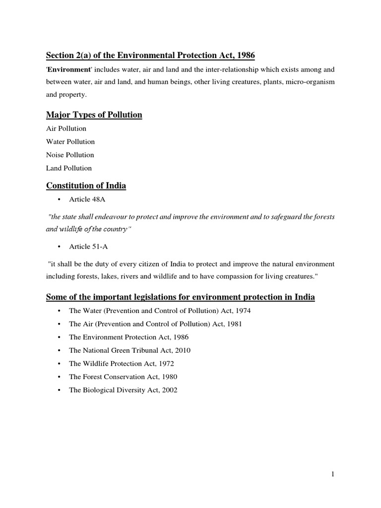 Overview of Environmental Protection Act | PDF | Writ Of Prohibition ...