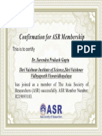 Confirmation As ASR Member