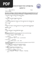 Department of Computer Science and Engineering Aptitude Test