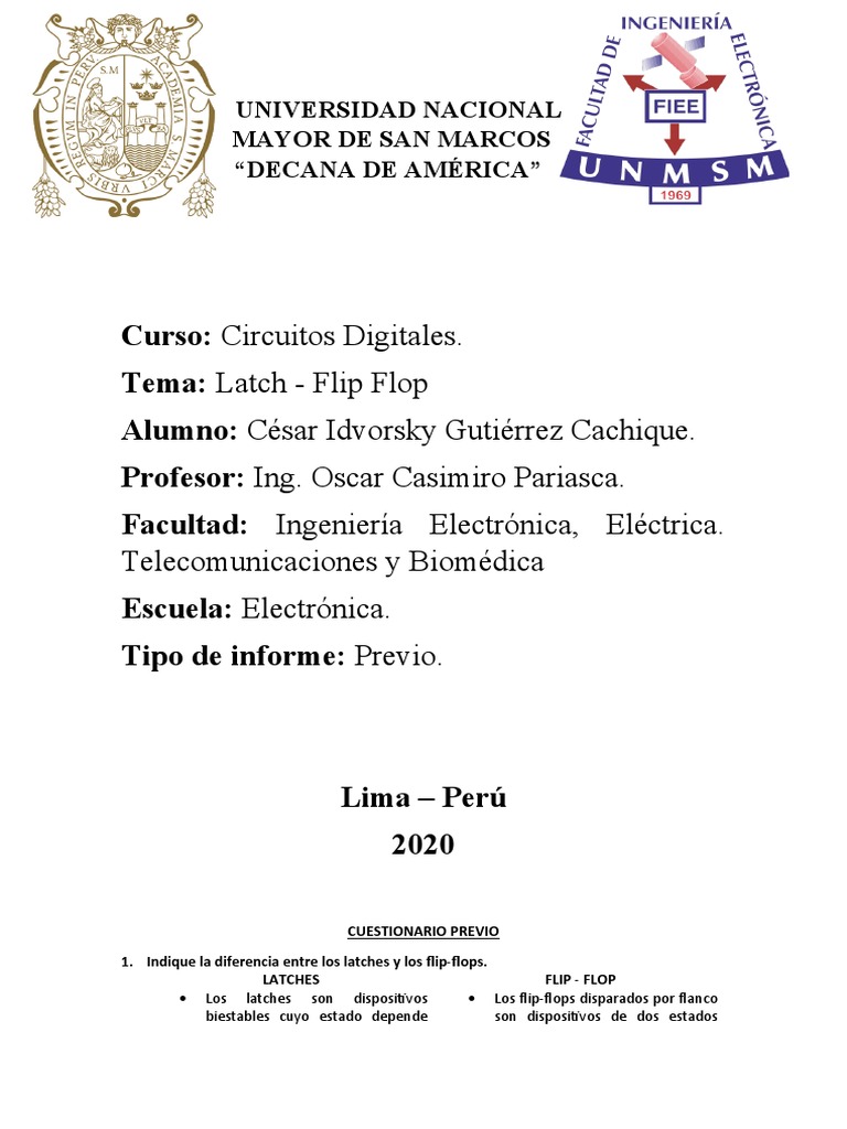 Latch Flip Flop PDF Diseño electronico Electrónica